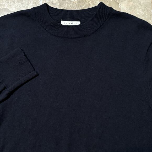 Sandro Paris Sweater Mens Medium Blue Long Sleeve Crew 100% Wool Jumper - Picture 1 of 12